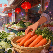 梦见在菜市场买胡萝卜选直的咋看